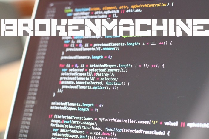 BrokenMachine Font examples