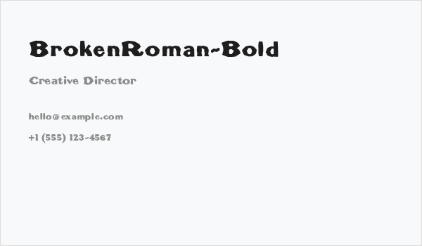 BrokenRoman-Bold Business Card