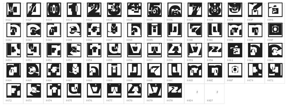 BrokenSansCaps Character Map