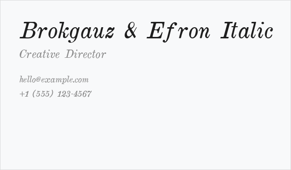 Brokgauz & Efron Italic Business Card