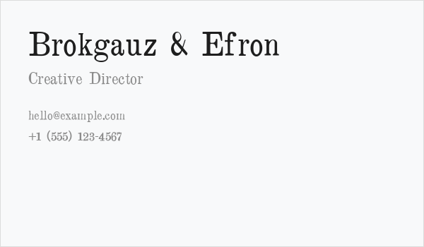 Brokgauz & Efron Business Card