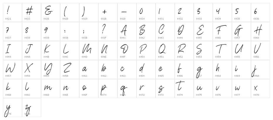 Brokllyng Regular Character Map