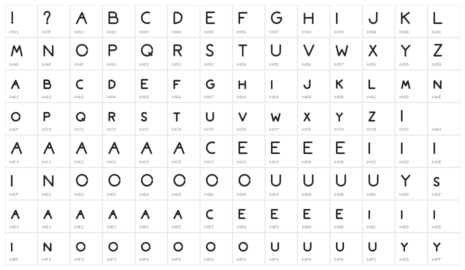 Bromoto Bold Character Map