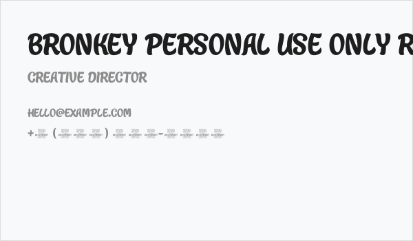 Bronkey PERSONAL USE ONLY Regular Business Card