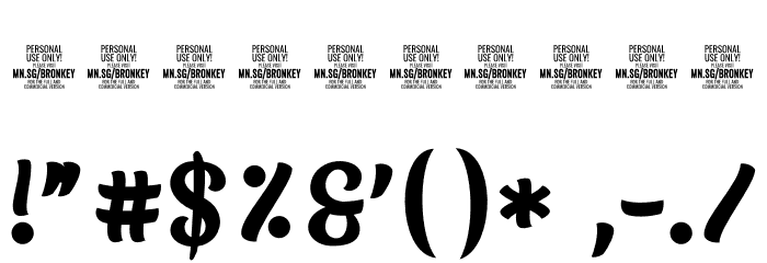 Bronkey PERSONAL USE ONLY Thin Font OTHER CHARS