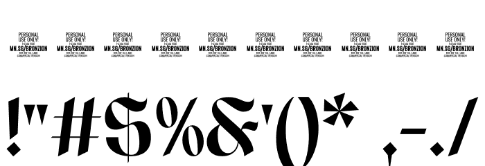 Bronzion Castle PERSONAL USE Regular Font OTHER CHARS
