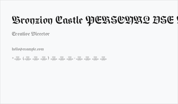 Bronzion Castle PERSONAL USE Regular Business Card