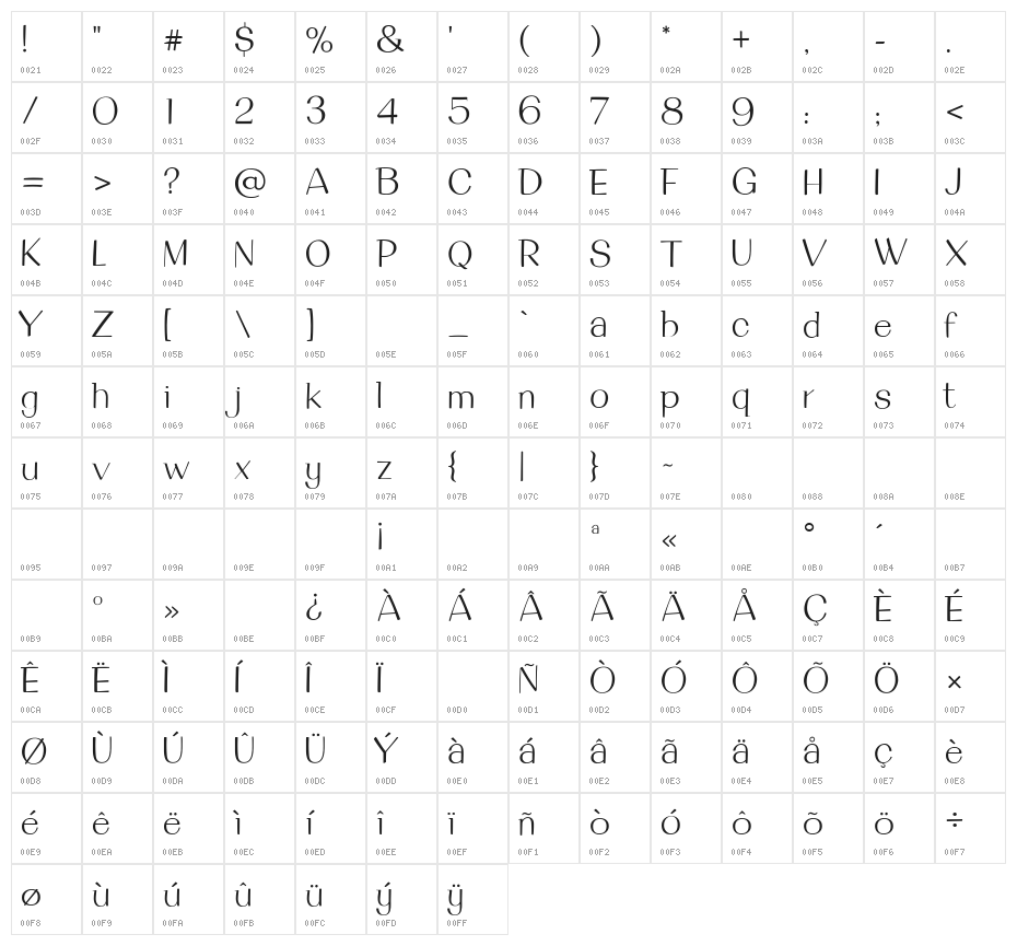 Brook Flair Regular Character Map