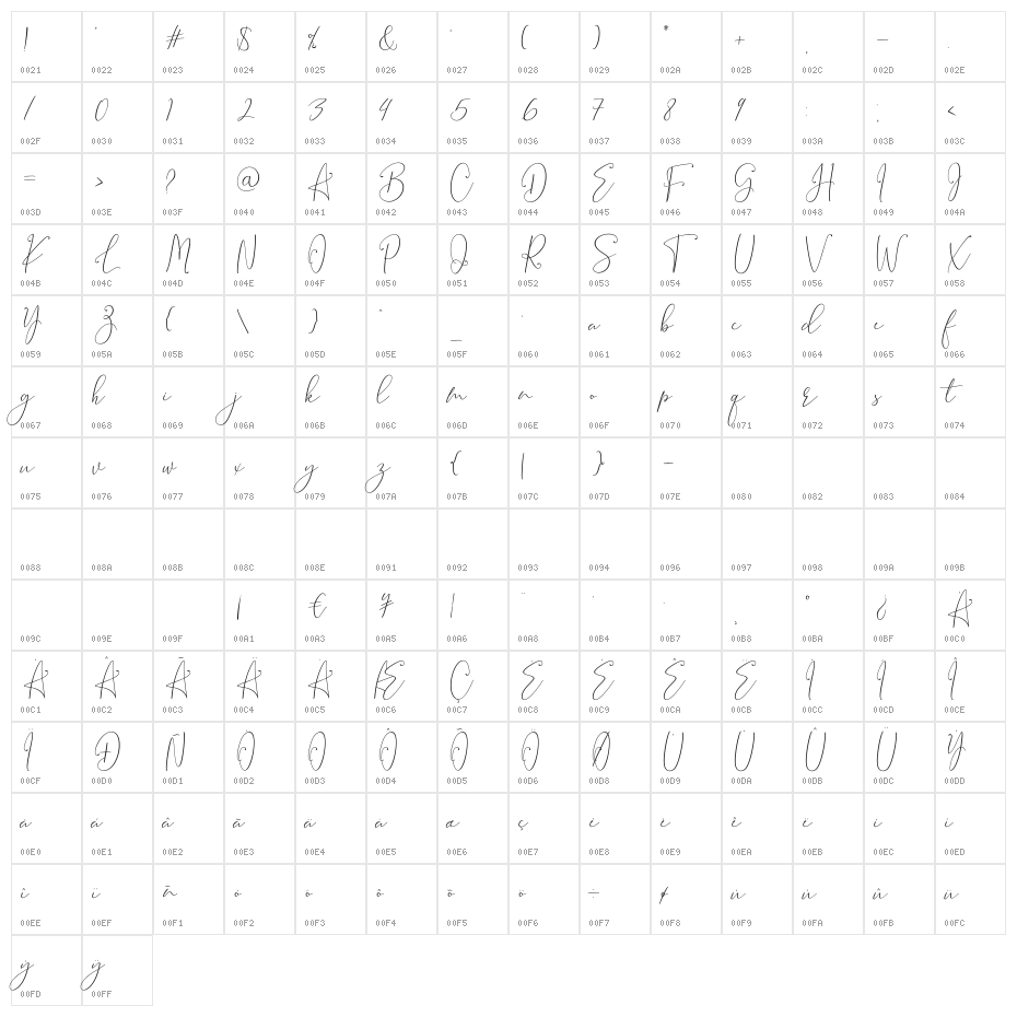 Brooke Smith Script Character Map