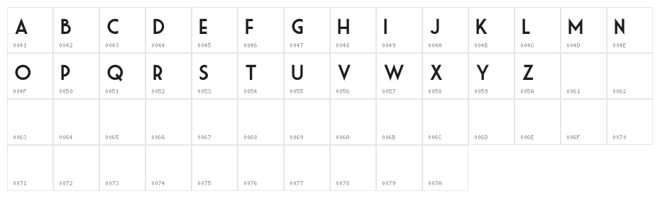 BrooksType-Regular Character Map