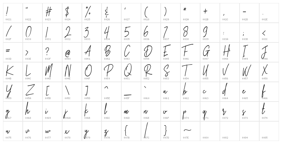 Brotherhood-Regular Character Map