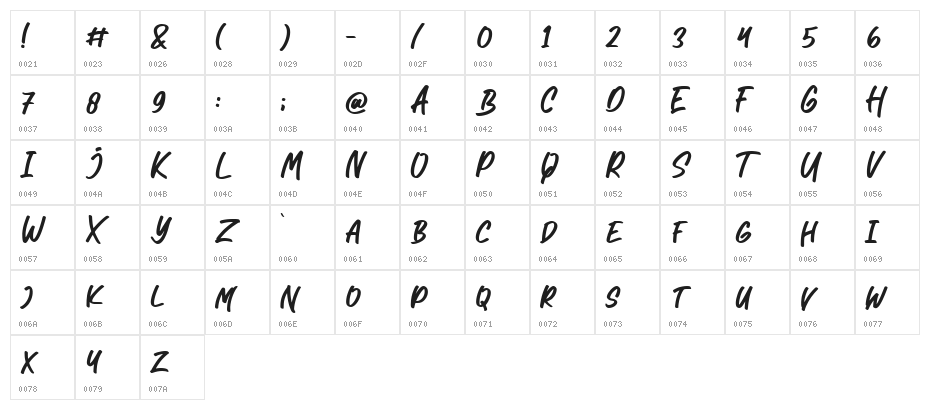 Brotherhood Regular Character Map