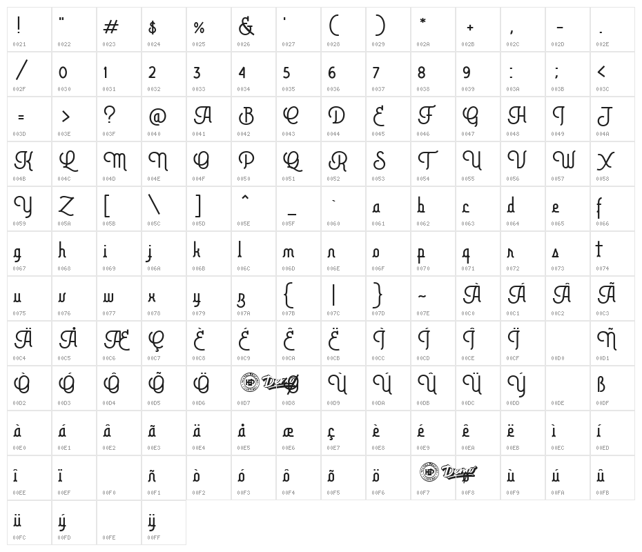 Brotherline Character Map