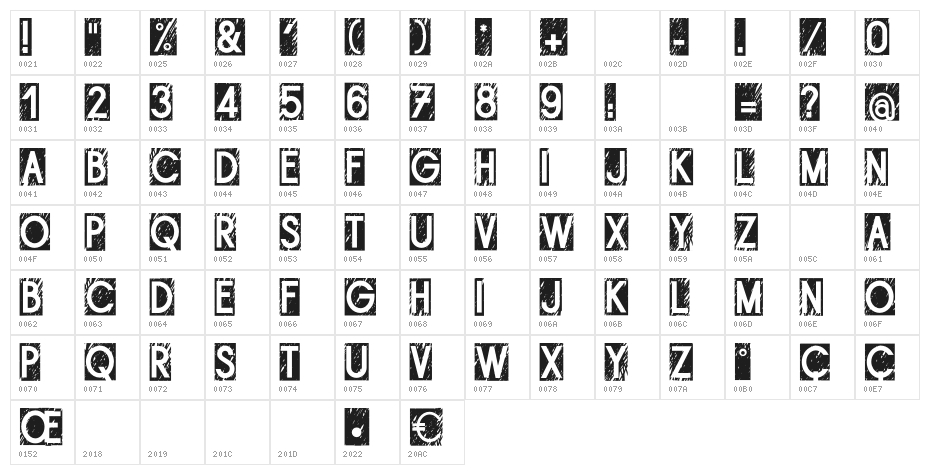 Brouillis-Regular Character Map