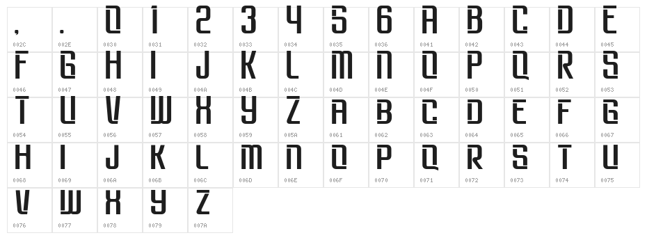 Brovic Regular Character Map