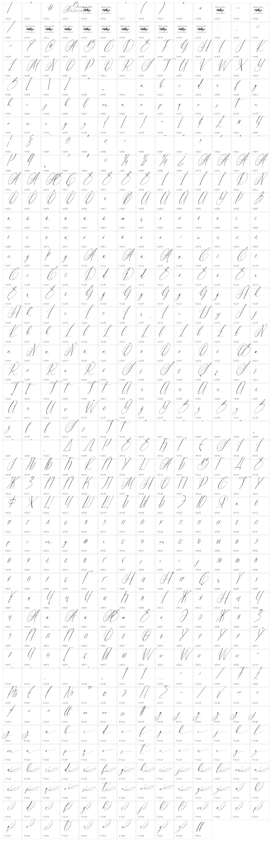 Brown Amsonia Character Map