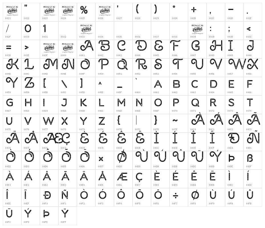 Brown House Stamp Character Map