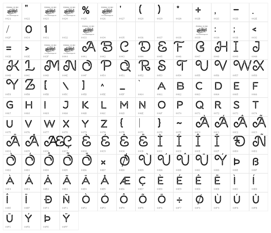 Brown House Stamp Character Map