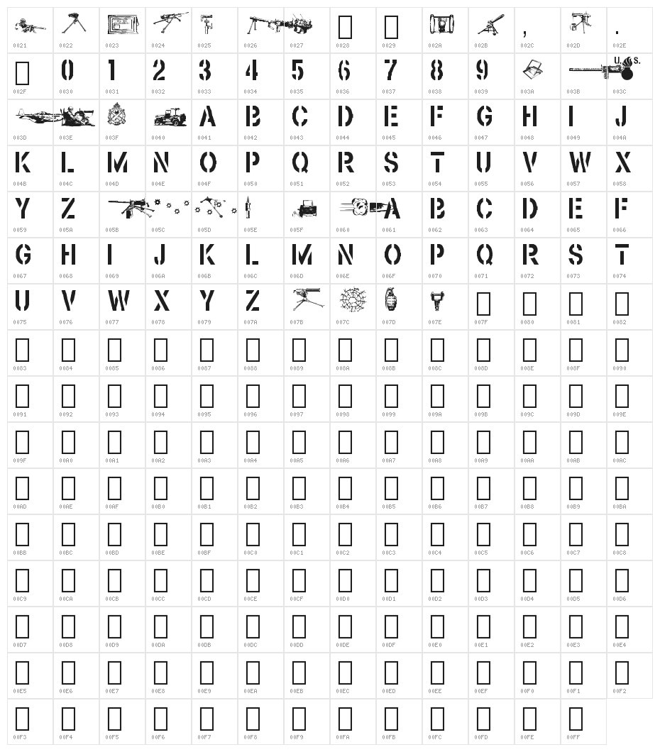 Browning Character Map