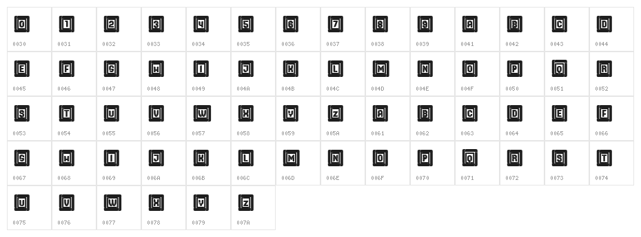 Browser Capitals Regular Character Map