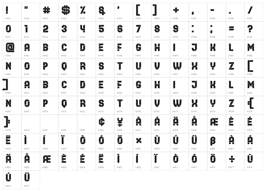 Browser Regular Character Map