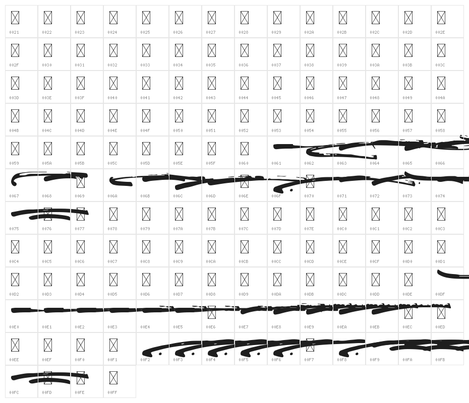 Brusthy Swash Character Map