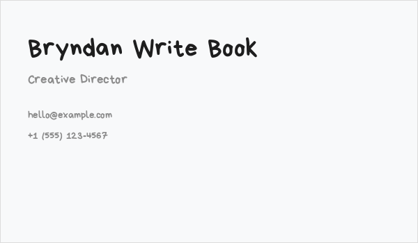 Bryndan Write Book Business Card