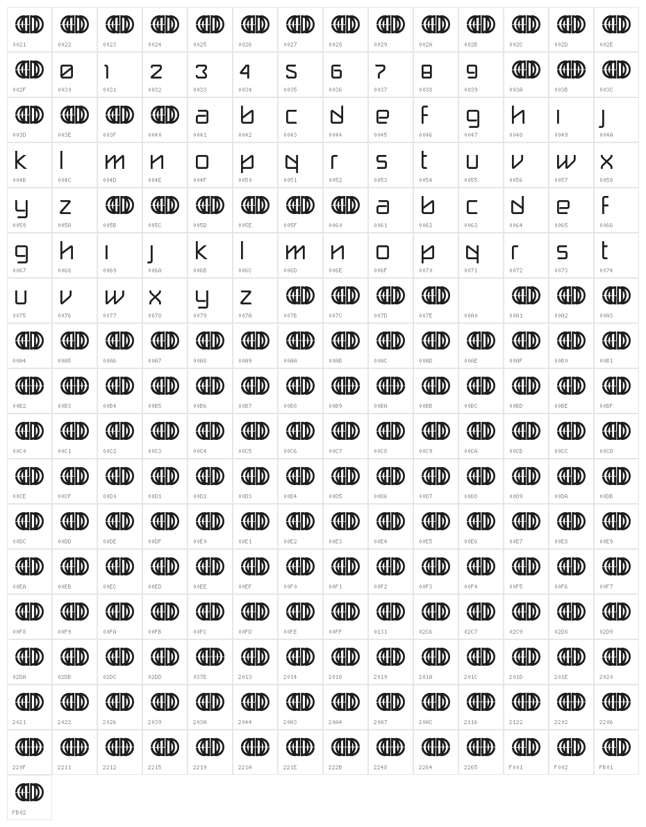 break label DEMO Character Map