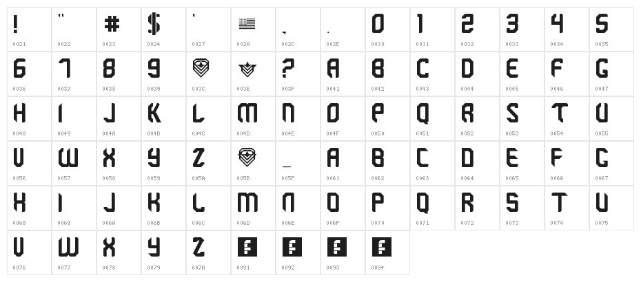 brigade Regular Character Map