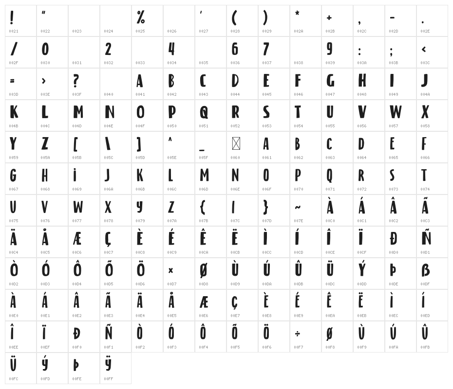 bright little star Regular Character Map