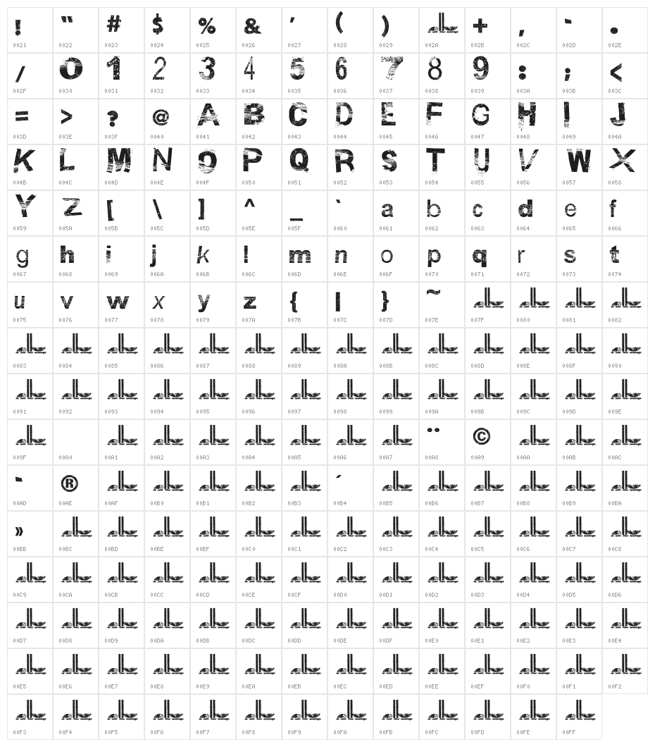 BSB DF 50 Character Map