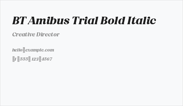 BT Amibus Trial Bold Italic Business Card