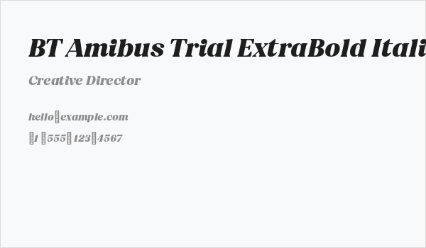 BT Amibus Trial ExtraBold Italic Business Card
