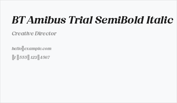 BT Amibus Trial SemiBold Italic Business Card