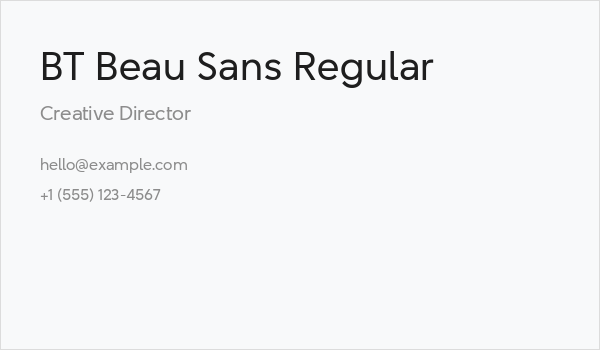 BT Beau Sans Regular Business Card