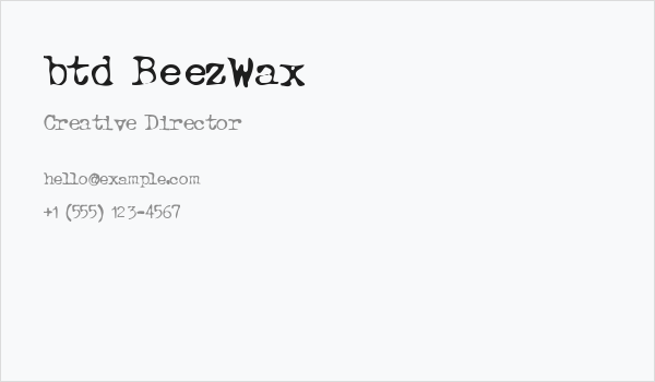btd BeezWax Business Card