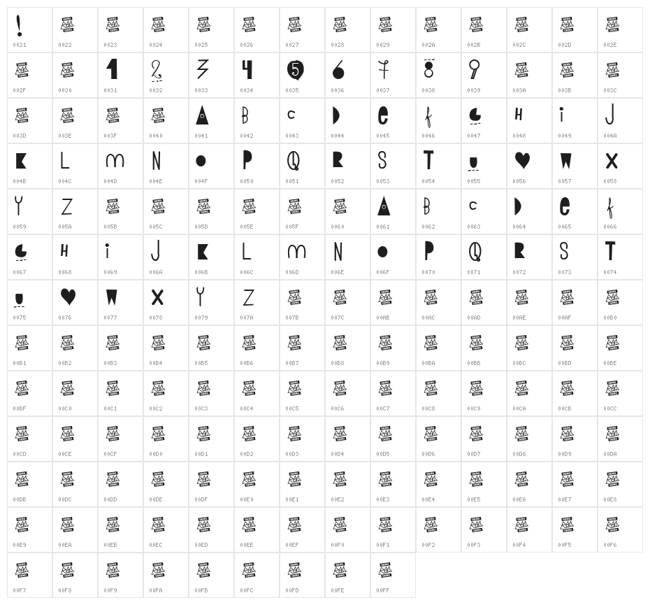 BUEN DIARegular Character Map