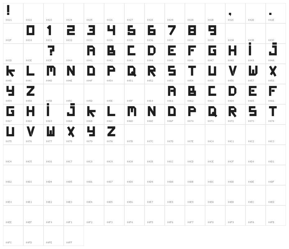 BUFFKY 359 Character Map