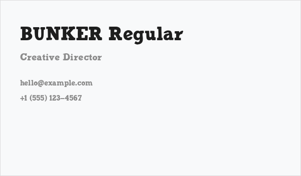 BUNKER Regular Business Card