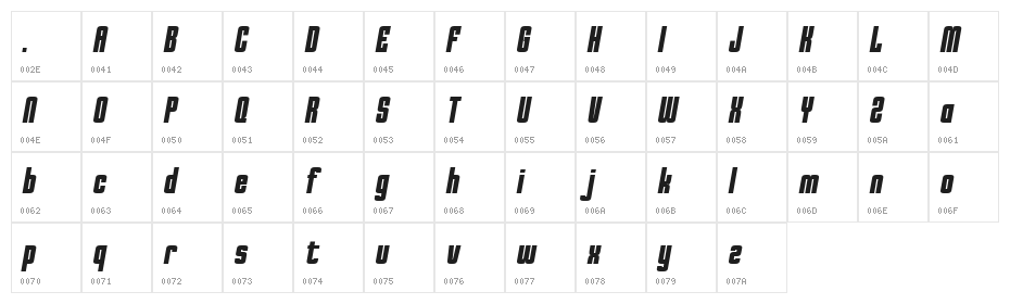 BURST SPEED Regular Character Map