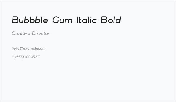 Bubbble Gum Italic Bold Business Card