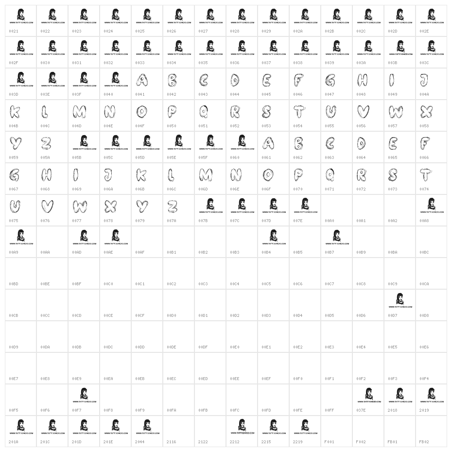 Bubble Bash Character Map