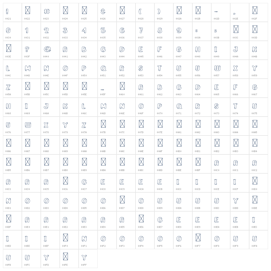 Bubble Bursh Character Map