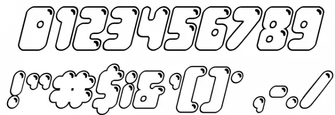 Bubble Butt Outline Italic Font OTHER CHARS