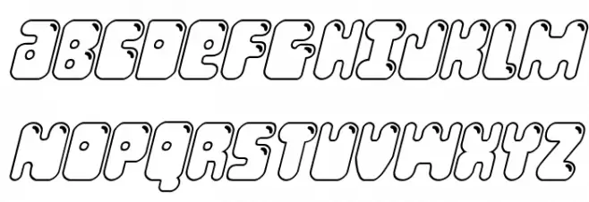 Bubble Butt Outline Italic फ़ॉन्ट अपरकेस