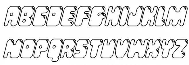 Bubble Butt Outline Italic फ़ॉन्ट लोअरकेस