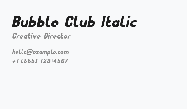 Bubble Club Italic Business Card