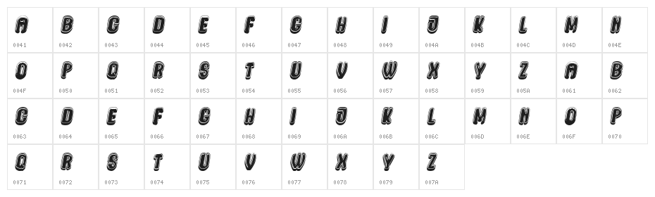 Bubble Comics Regular Character Map