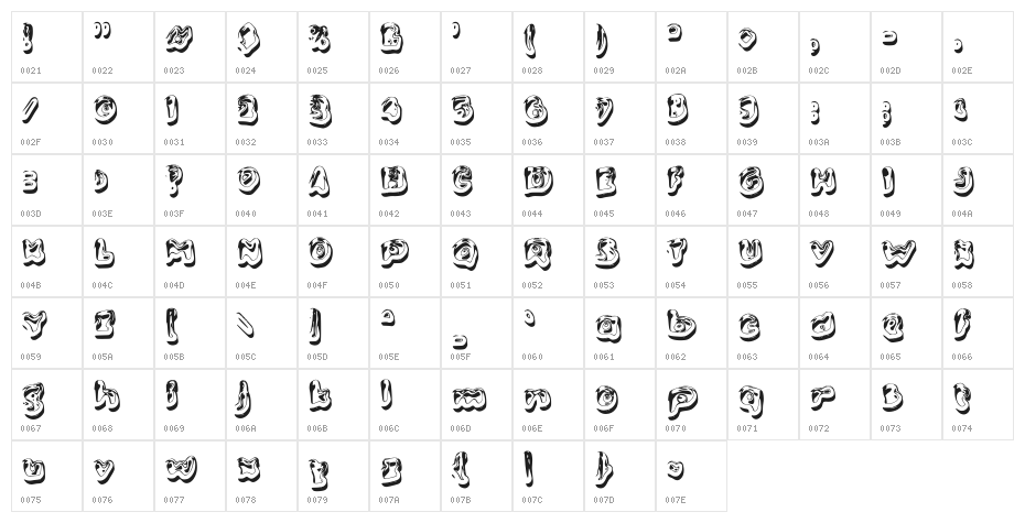 Bubble Gold Character Map