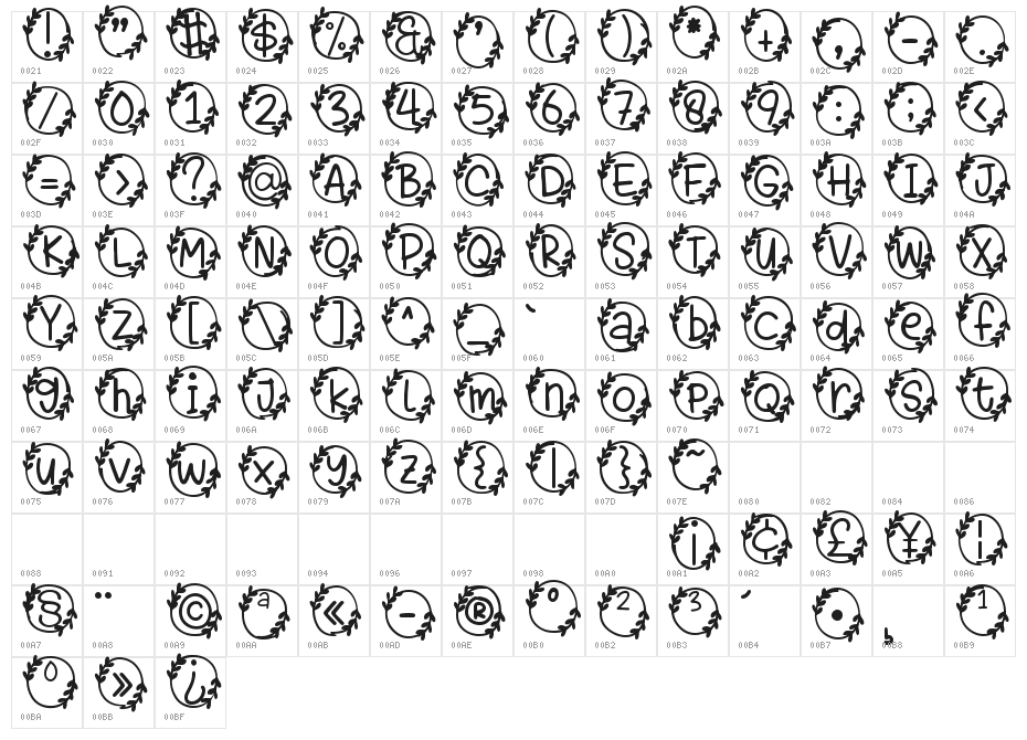 Bubble Heart Monogram Character Map